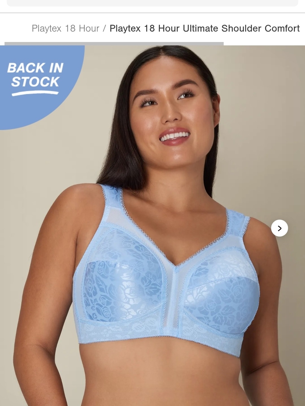 Playtex Light Blue Floral Jacquard Comfort Bra